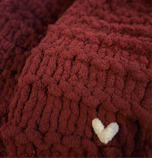 Burgandy Chunky Knit Blanket