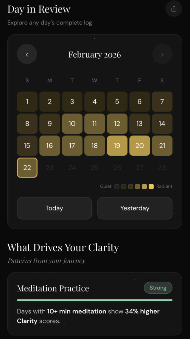 Radiant Mind Insights — Calendar & Clarity Patterns